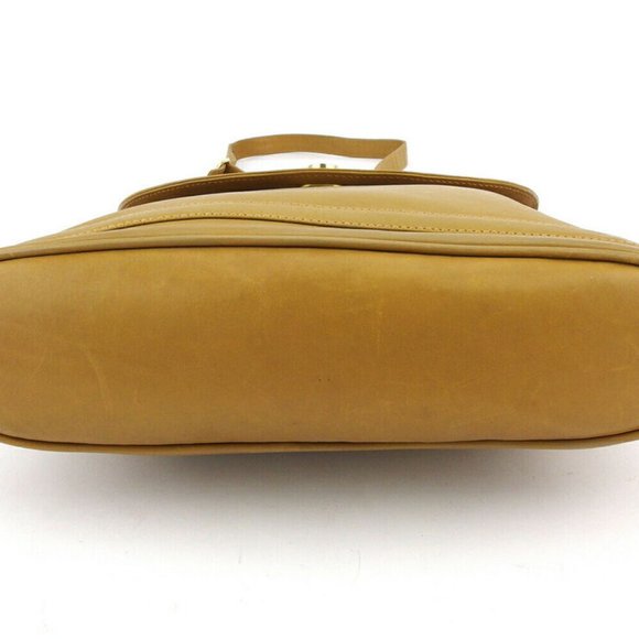 AUTH Bally shoulder bag B Mark beige leather